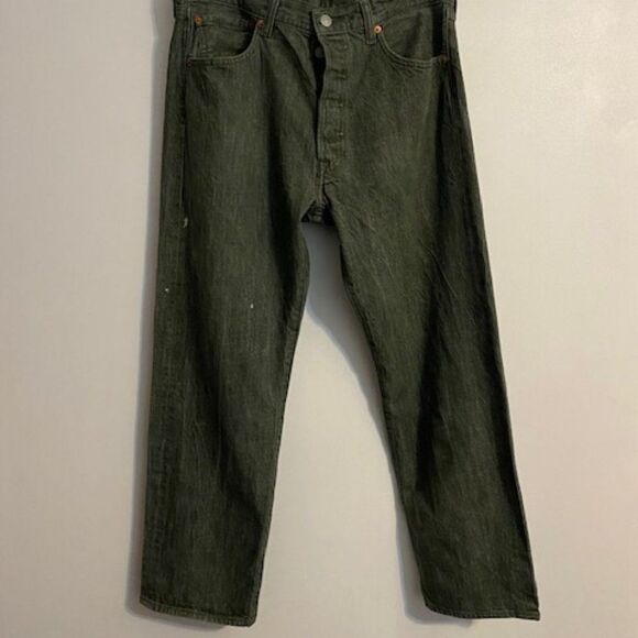 Levi's 501 Green distressed White Oak Cone button-fly jeans, size 34/30 - Picture 1 of 4